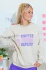 Coffee Teach Repeat Light Tan Oversized Graphic Sweatshirt sold by Pink Lily