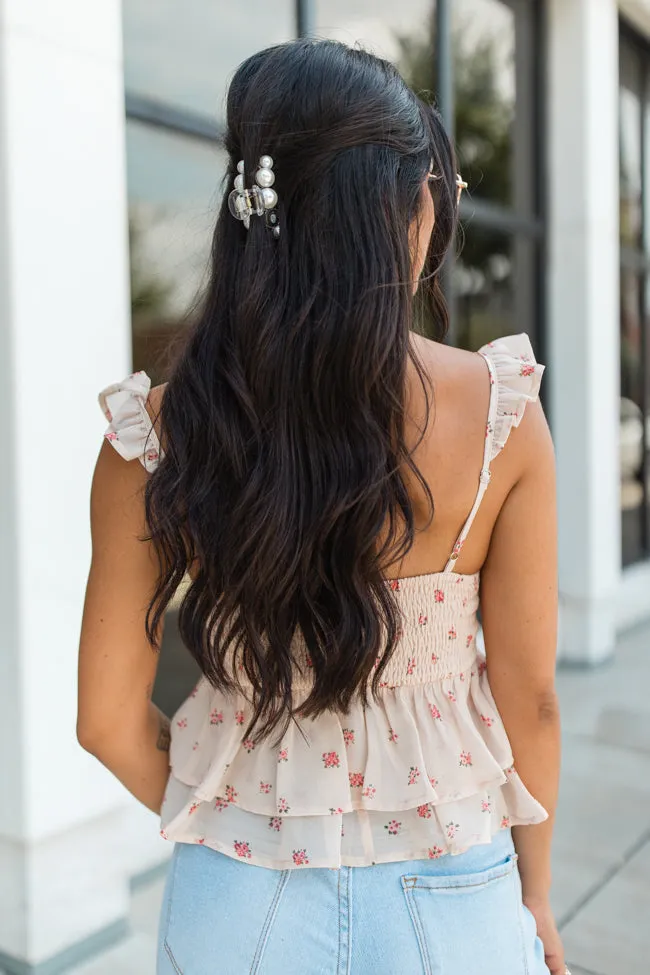 It's In The Past Beige Tie Bust Tiered Floral Tank FINAL SALE sold by Pink Lily product image thumbnail 4