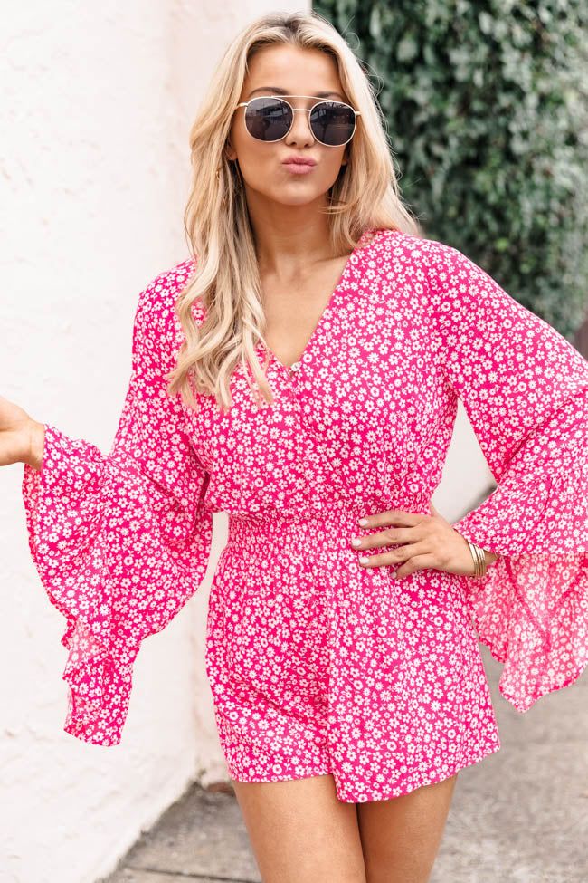 I Keep Hoping Ditsy Floral Pink Romper FINAL SALE sold by Pink Lily