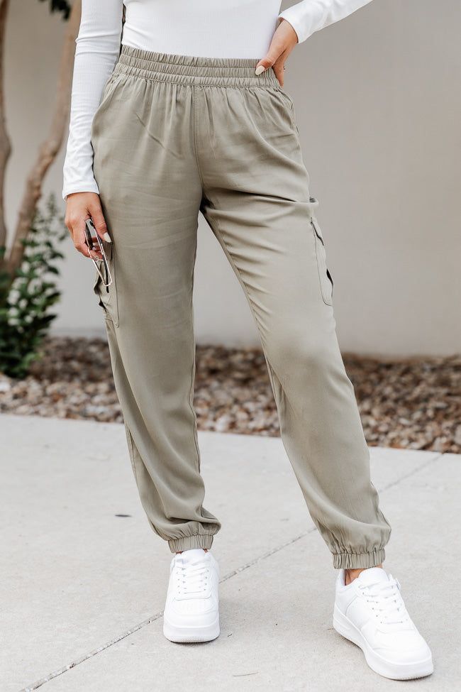 Say What You Want Olive Cargo Joggers sold by Pink Lily