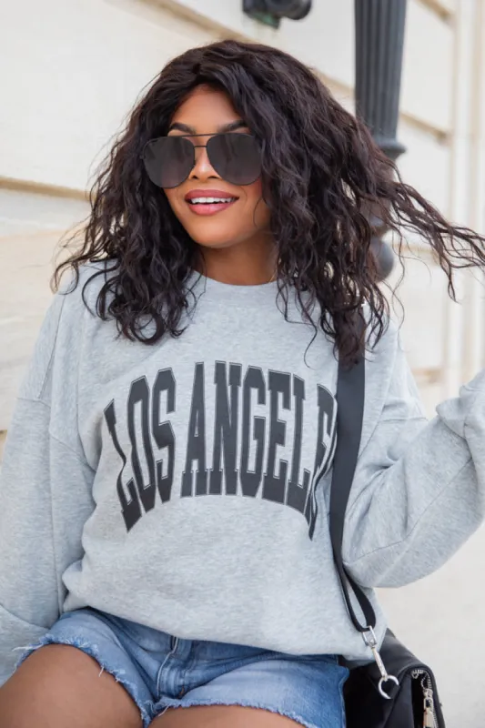 Los Angeles Light Grey Graphic Sweatshirt sold by Pink Lily
