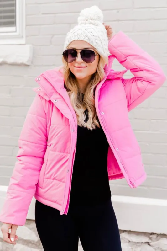 Better Yet Pink Hooded Puffer Jacket FINAL SALE sold by Pink Lily