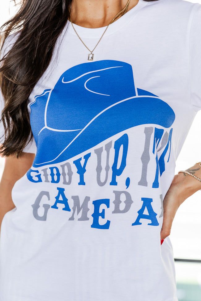 Giddy up its Gameday Blue White Graphic Tee sold by Pink Lily product image thumbnail 2