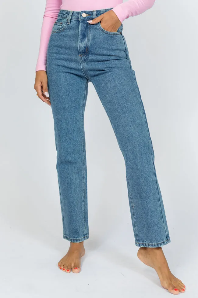 Megan Medium Wash Straight Leg Mom Jeans sold by Pink Lily