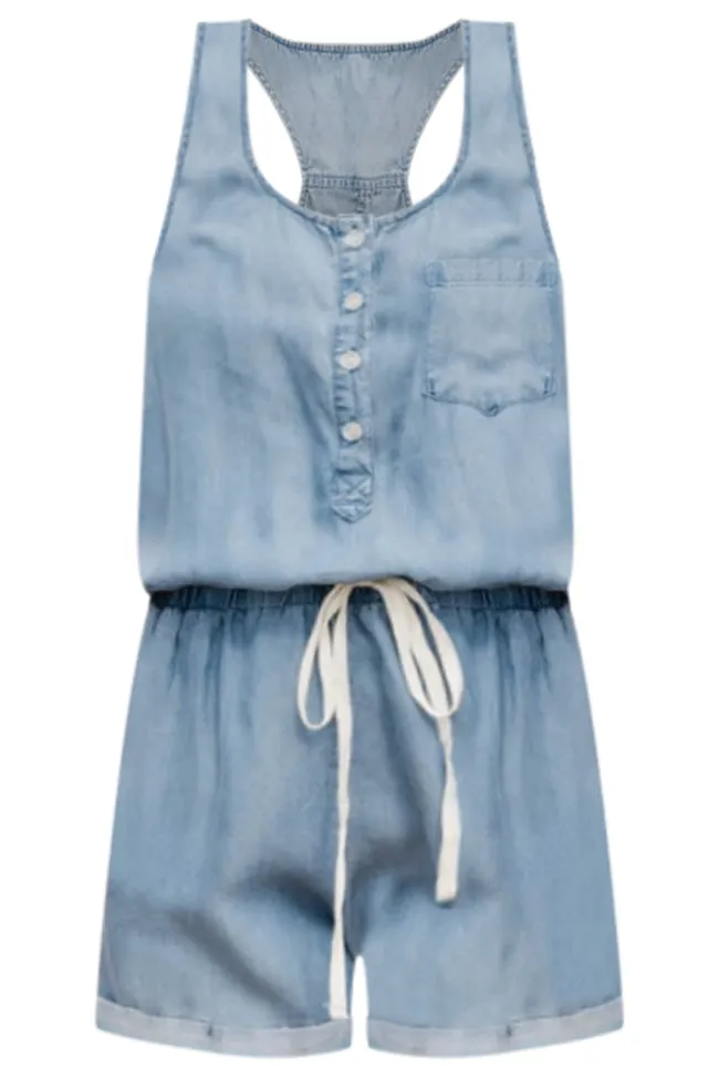 Walking Away Navy Chambray Romper FINAL SALE sold by Pink Lily product image thumbnail 4