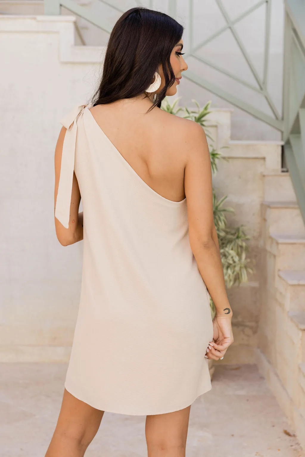 Thriving All Night Beige One Shoulder Dress FINAL SALE sold by Pink Lily product image thumbnail 4