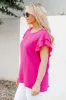 Don't You Worry Hot Pink Gauze Flutter Sleeve Blouse FINAL SALE sold by Pink Lily
