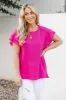 Don't You Worry Hot Pink Gauze Flutter Sleeve Blouse FINAL SALE sold by Pink Lily