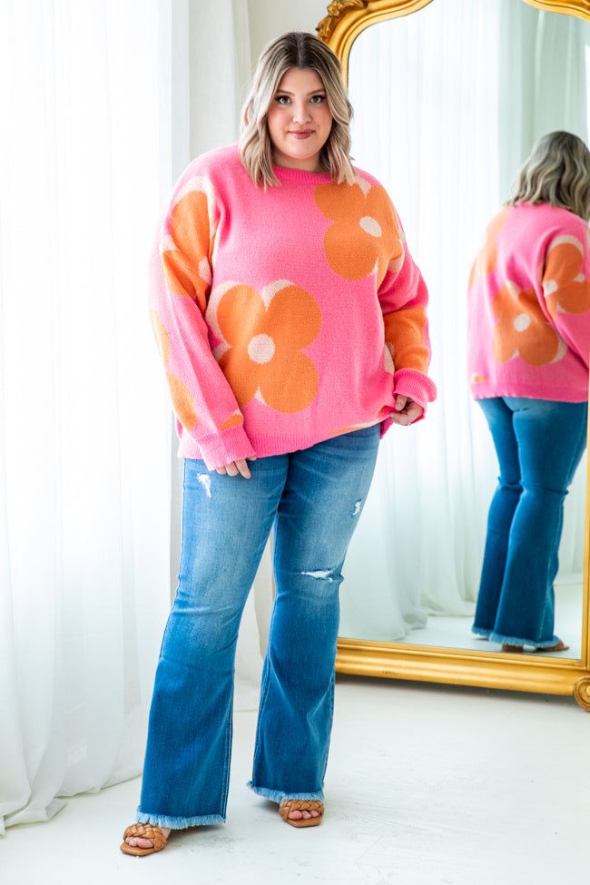 Love Is Blossoming Pink And Orange Flower Sweater sold by Pink Lily product image thumbnail 5