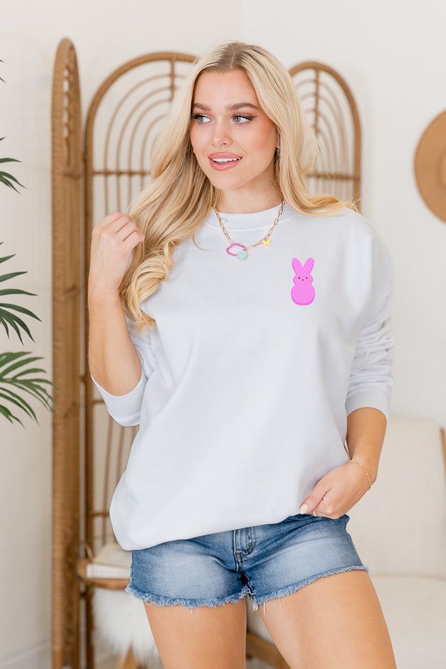 Chillin With My Peeps White Oversized Graphic Sweatshirt sold by Pink Lily product image thumbnail 2