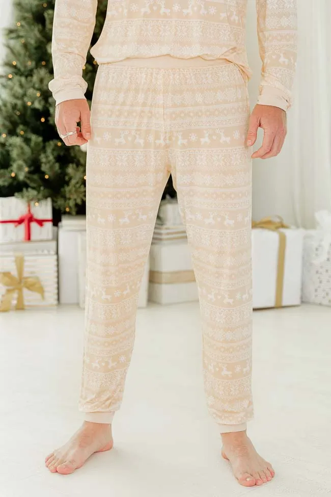 Snowy Days Men Beige and Ivory Fair Isle Pajama Pant FINAL SALE sold by Pink Lily