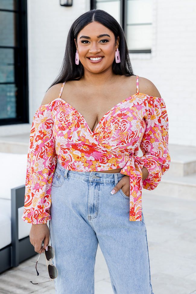Never Speechless Red Off The Shoulder Printed Wrap Blouse sold by Pink Lily product image thumbnail 6