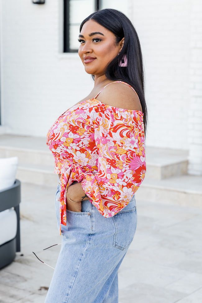 Never Speechless Red Off The Shoulder Printed Wrap Blouse sold by Pink Lily product image thumbnail 7