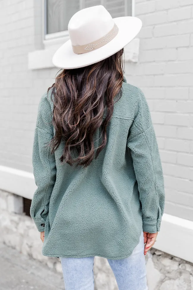 Wonderful Soul Olive Sherpa Shacket sold by Pink Lily product image thumbnail 4