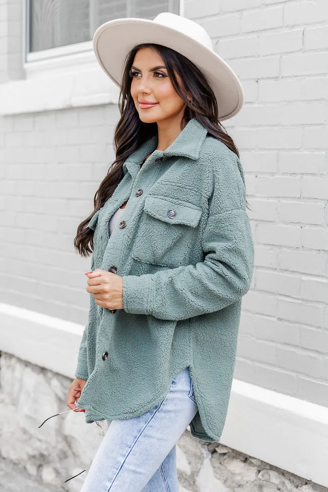 Wonderful Soul Olive Sherpa Shacket sold by Pink Lily product image thumbnail 3