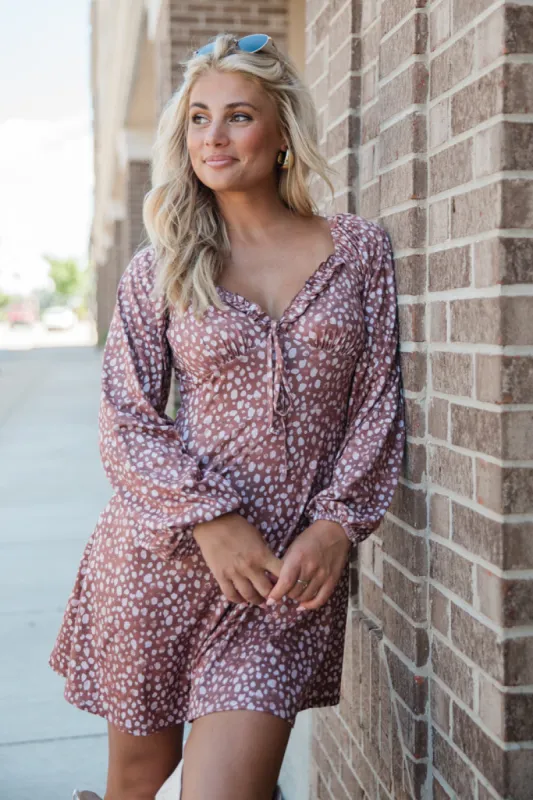 A Simple Song Brown Spotted Knit Dress FINAL SALE sold by Pink Lily