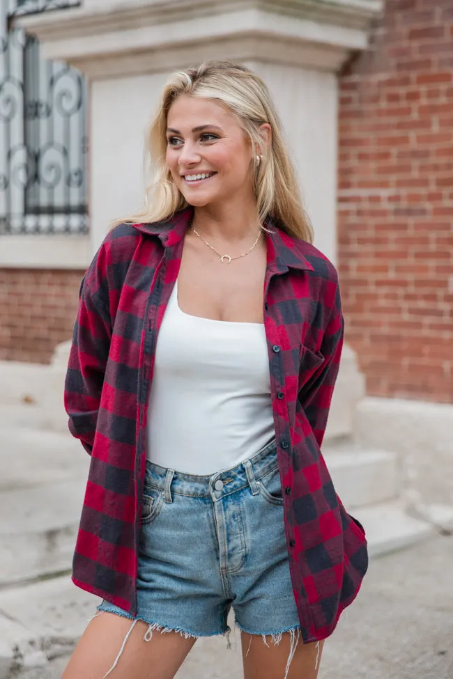 Made Me Realize Maroon Plaid Button Front Shirt FINAL SALE sold by Pink Lily product image thumbnail 3