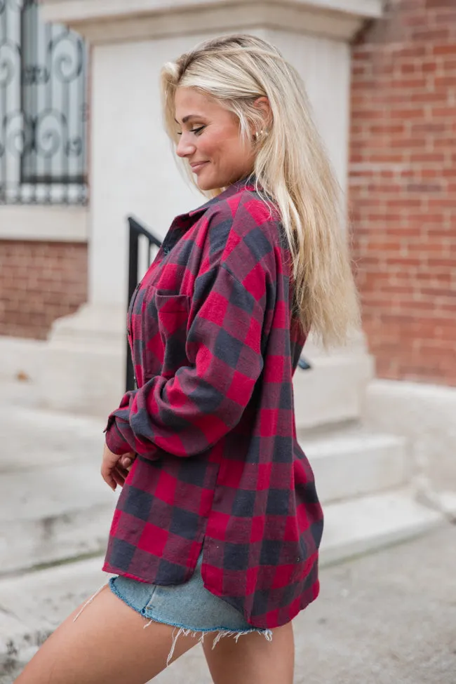 Made Me Realize Maroon Plaid Button Front Shirt FINAL SALE sold by Pink Lily product image thumbnail 4