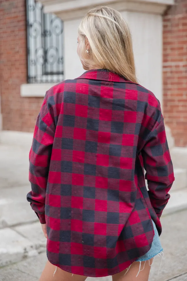 Made Me Realize Maroon Plaid Button Front Shirt FINAL SALE sold by Pink Lily product image thumbnail 5