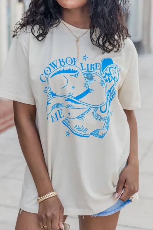 Cowboy Like Me Ivory Oversized Graphic Tee sold by Pink Lily