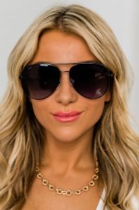 Time To Go Black Aviator Sunglasses sold by Pink Lily