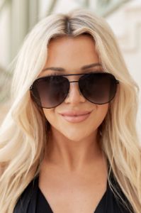 Time To Go Black Aviator Sunglasses sold by Pink Lily
