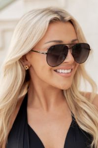 Time To Go Black Aviator Sunglasses sold by Pink Lily