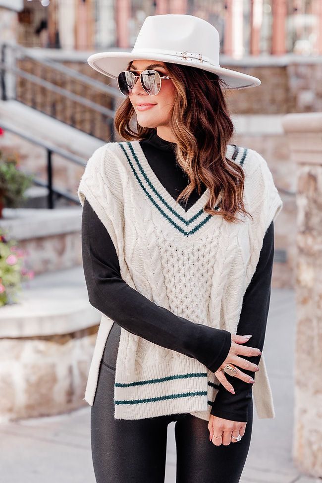 Arrabelle Ivory Cable Knit Sweater Vest Amber Massey X Pink Lily sold by Pink Lily