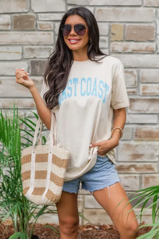 East Coast Ivory Oversized Graphic Tee sold by Pink Lily