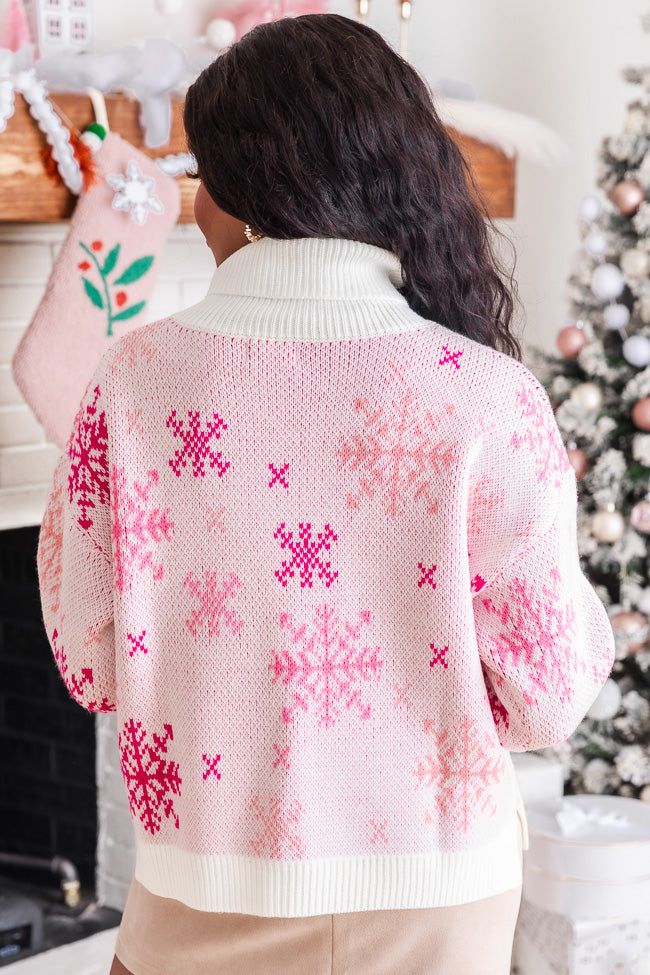 Winter Nights Snowflake Turtleneck Sweater Pink FINAL SALE sold by Pink Lily product image thumbnail 4