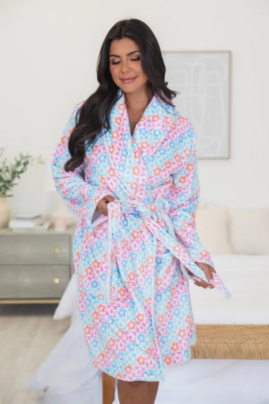 Meadow Mosaic Rise And Shine Fleece Robe sold by Pink Lily