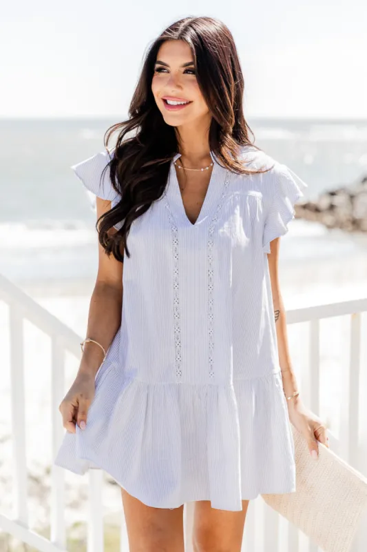 Let My Guard Down Off White Striped Short Sleeve Mini Dress FINAL SALE sold by Pink Lily