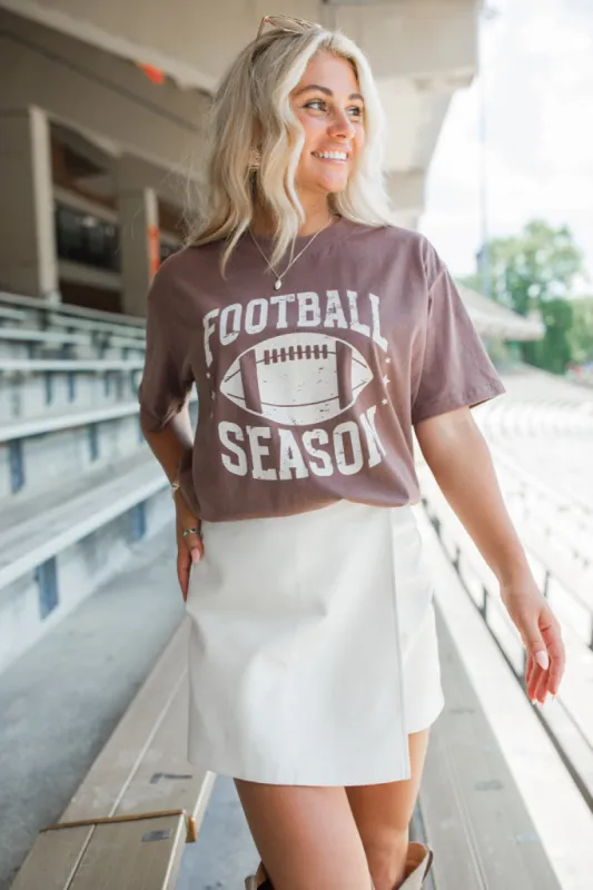 Football Season Mocha Oversized Graphic Tee sold by Pink Lily