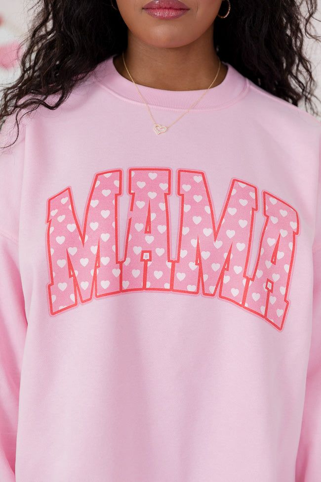 Mama Block Heart Light Pink Oversized Graphic Sweatshirt sold by Pink Lily product image thumbnail 3