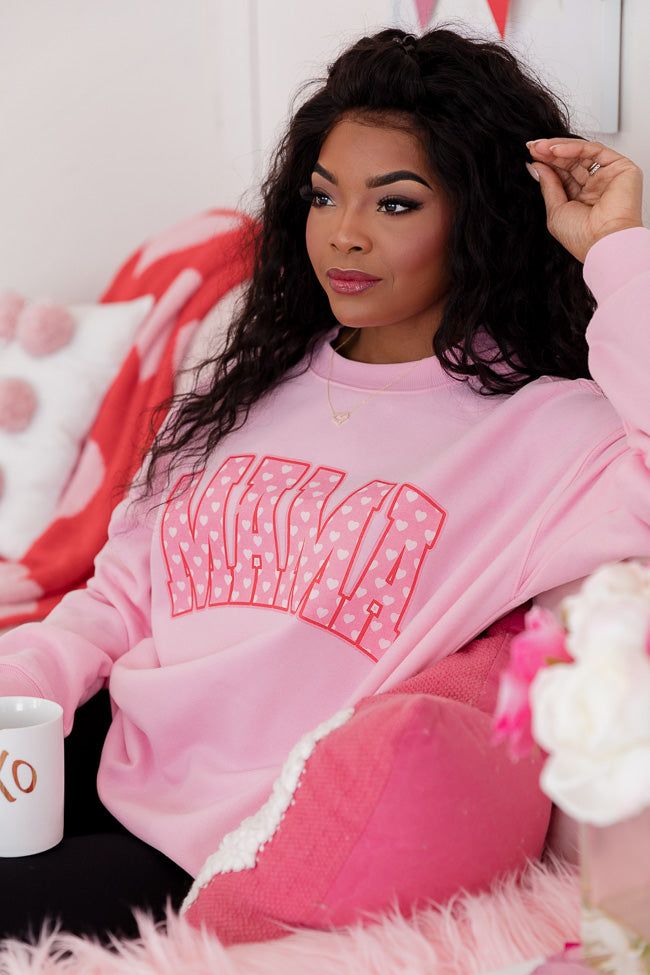 Mama Block Heart Light Pink Oversized Graphic Sweatshirt sold by Pink Lily product image thumbnail 5
