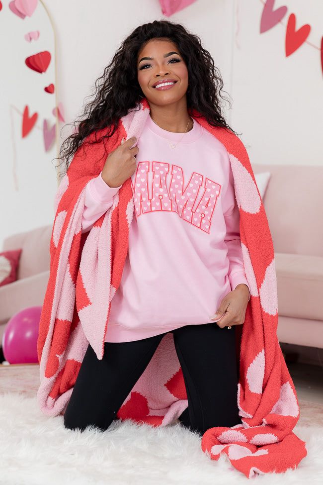 Mama Block Heart Light Pink Oversized Graphic Sweatshirt sold by Pink Lily product image thumbnail 2