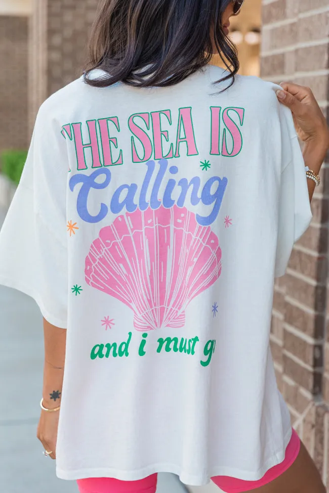 The Sea Is Calling Hyfve White Oversized Graphic Tee sold by Pink Lily product image thumbnail 3