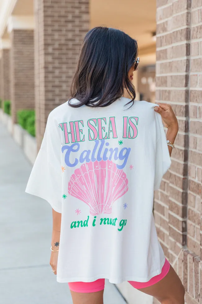 The Sea Is Calling Hyfve White Oversized Graphic Tee sold by Pink Lily