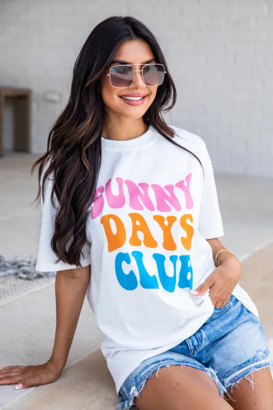 Sunny Days Club White Graphic Tee sold by Pink Lily
