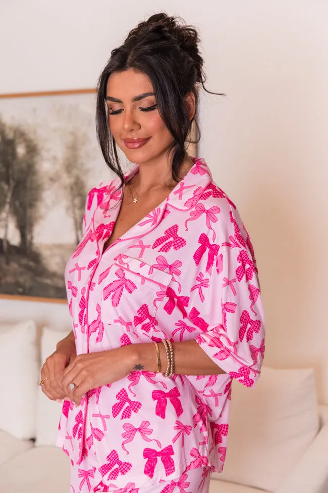 Good To Get Away In Put A Bow On It Bamboo Pajama Top sold by Pink Lily product image thumbnail 4