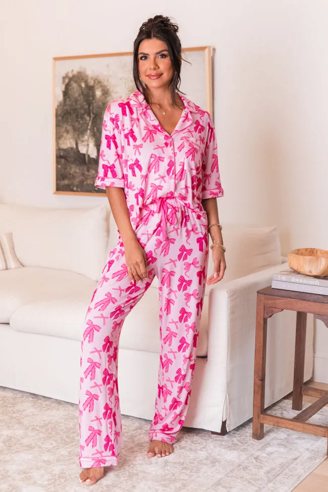 Good To Get Away In Put A Bow On It Bamboo Pajama Top sold by Pink Lily product image thumbnail 3