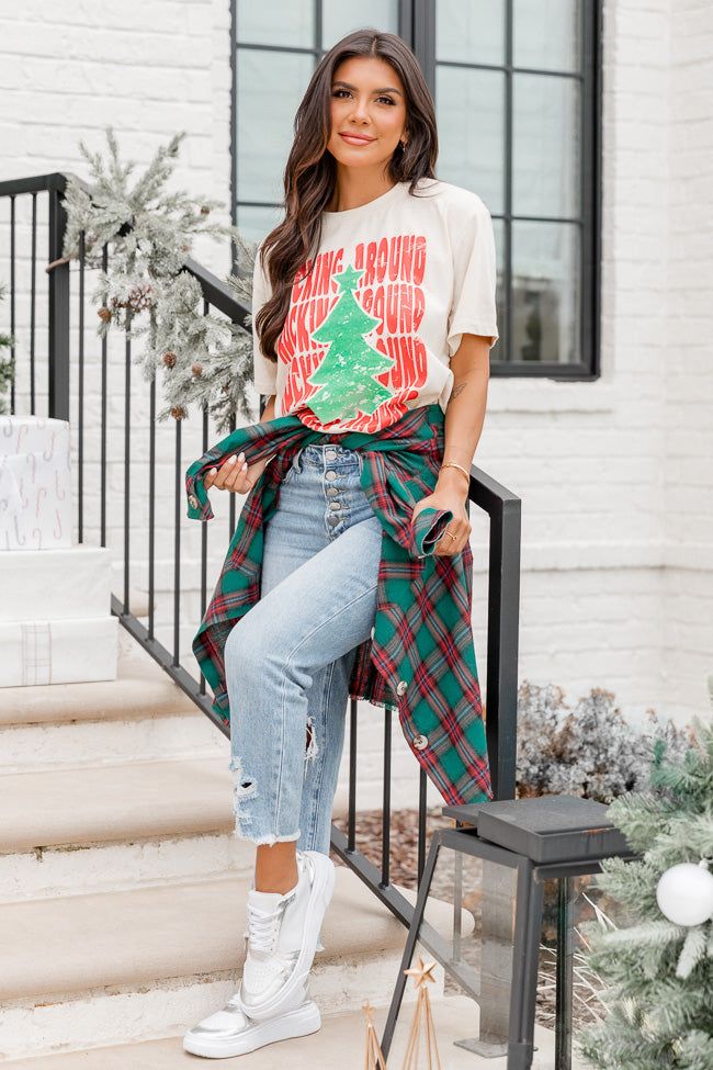 Rocking Around Christmas Cream Oversized Graphic Tee DOORBUSTER sold by Pink Lily