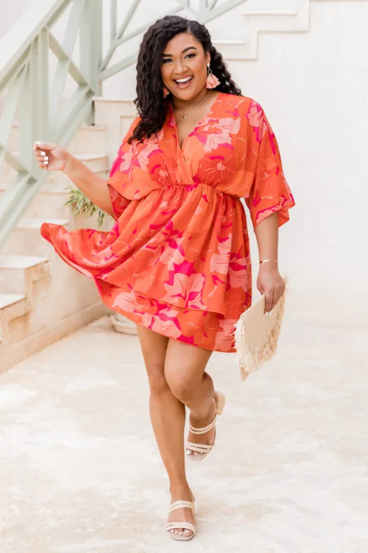 Feeling The Heat Orange Floral Mini Dress FINAL SALE sold by Pink Lily