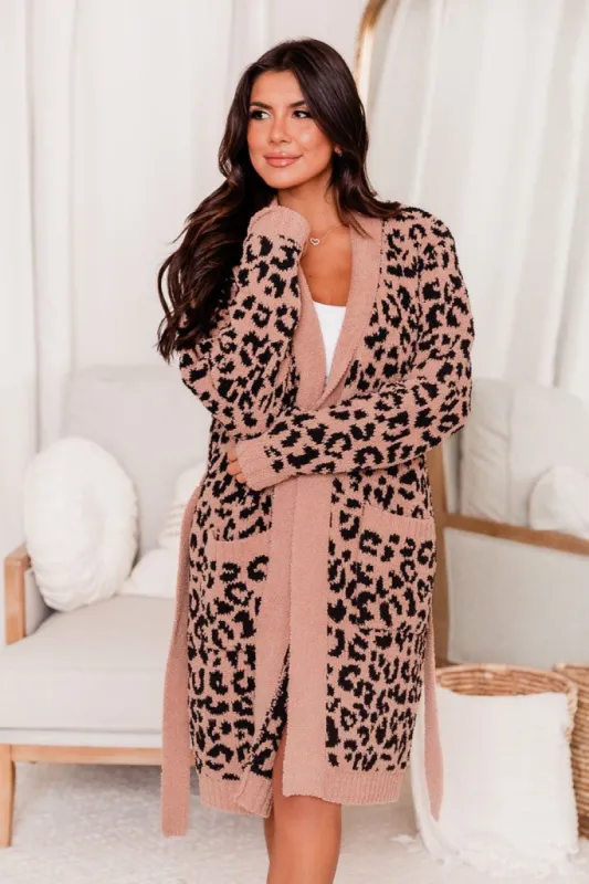 Relax and Unwind Black and Brown Leopard Robe sold by Pink Lily
