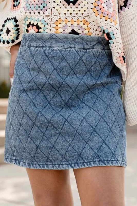 Greatest Way Quilted Chambray Mini Skirt FINAL SALE sold by Pink Lily