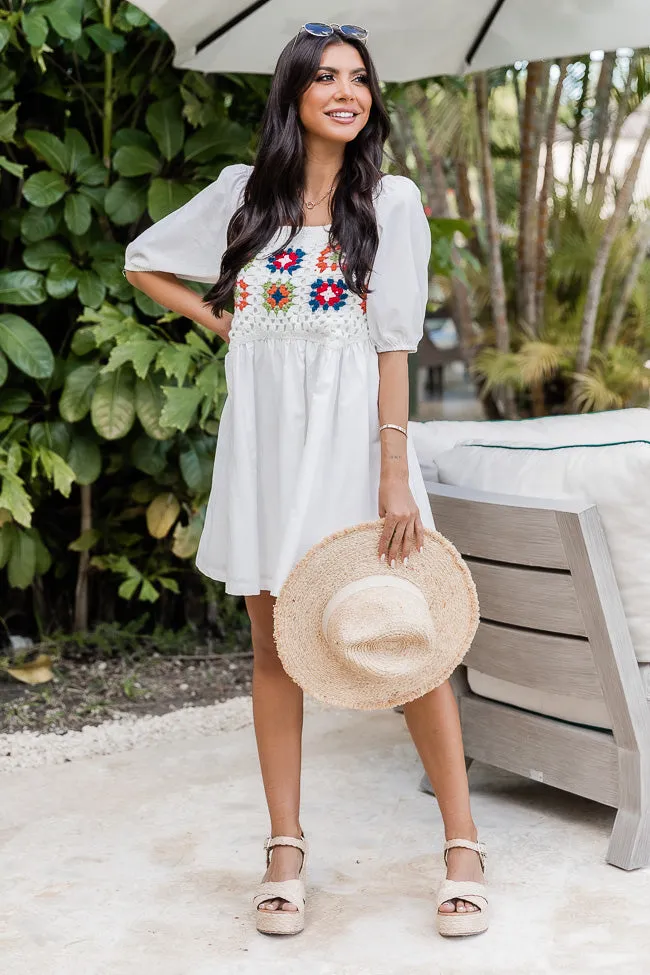 Chasing The Coastline White Crochet Mini Dress FINAL SALE sold by Pink Lily product image thumbnail 2