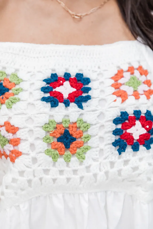 Chasing The Coastline White Crochet Mini Dress FINAL SALE sold by Pink Lily product image thumbnail 3