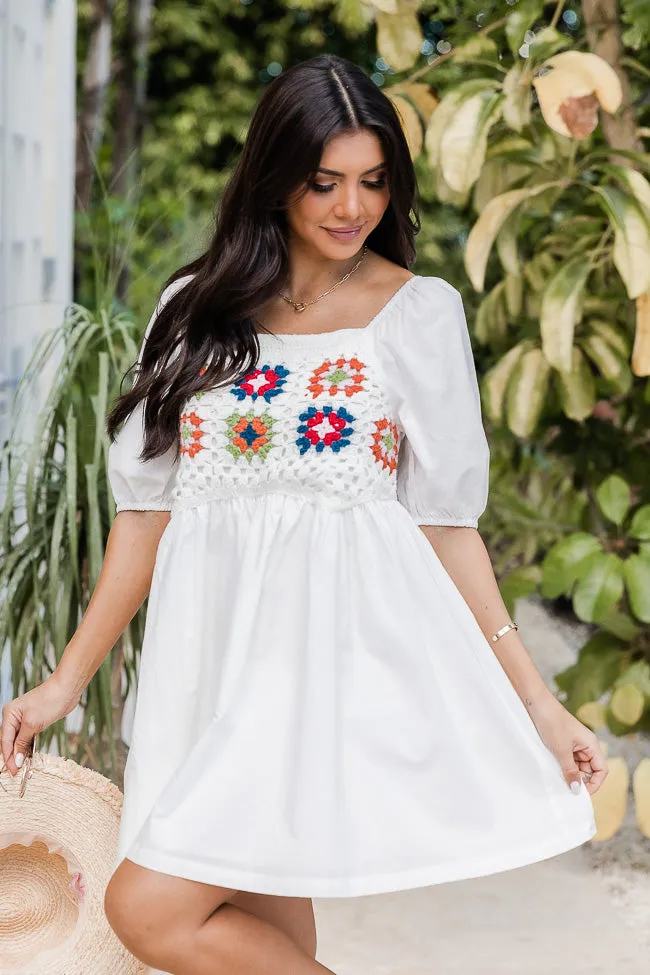Chasing The Coastline White Crochet Mini Dress FINAL SALE sold by Pink Lily