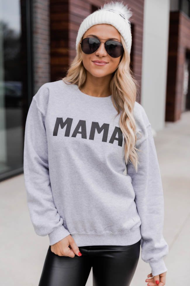 Mama Block Grey Graphic Sweatshirt sold by Pink Lily product image thumbnail 4