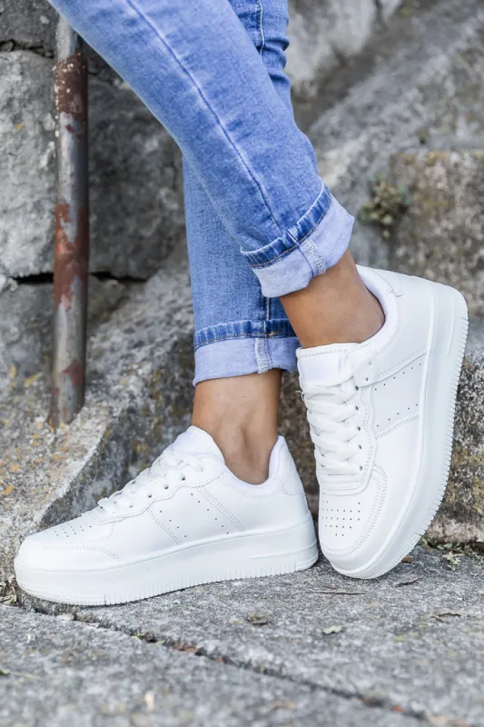 Kandace White Leather Sneakers FINAL SALE sold by Pink Lily